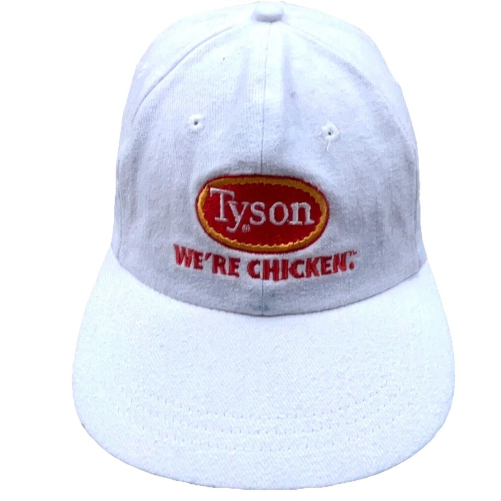 Vintage Tyson Chicken Hat Cap Strap Back White Base Ball Dad Thanksgiving Y2K